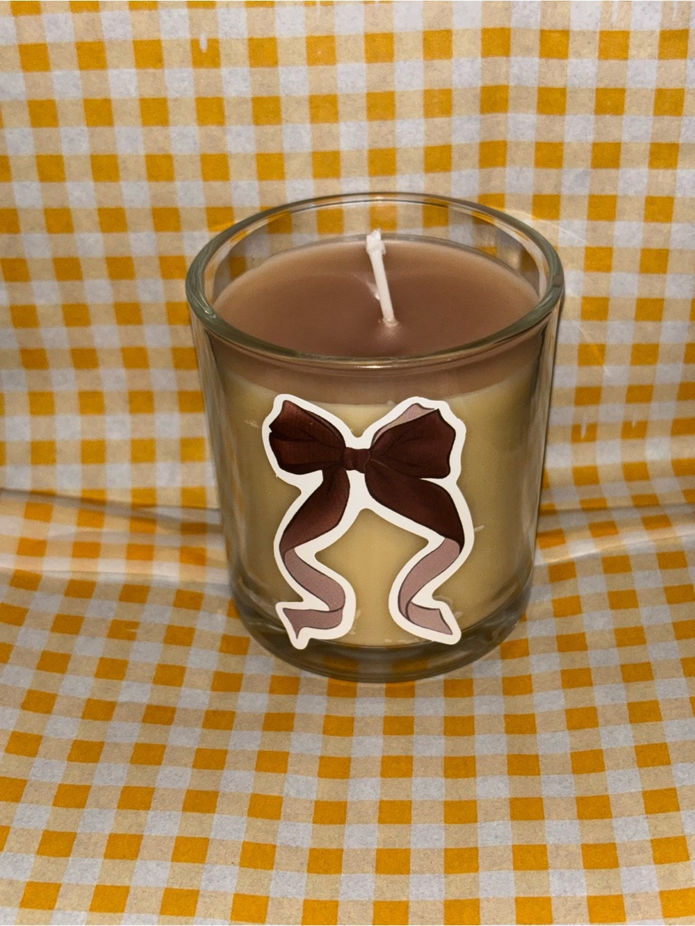 Snickerdoodle scented Candle in Glass Jar with Bow Accent